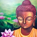 Buddha with lotus, Size-24x36 Inch