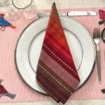 Hand Painted Dining Table pink Mat & Napkin set