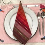 Hand Painted Dining Table pink Mat & Napkin set