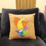 Hand Painted Birds Beige Cushion Cover