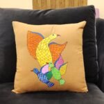 Hand Painted Birds Beige Cushion Cover
