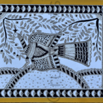 Black and White Peacock, Size: 14x11 Inch