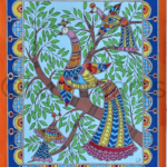 Mother and Kids Peacock, Size: 11x14 Inch