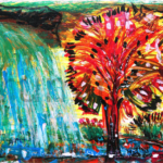 Red tree landscape, Size-8×12 Inch