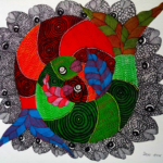 Swirl of Fishes, Size-24X18 Inch