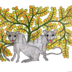 Cat/Leopard Pair, Size-24x18 Inch