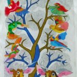 Gond style Christmas dear, Size:24x36 Inch