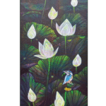 Lotus and Bird, Size-18x48 Inch