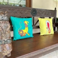 Hand Painted Tiger Green Cushion Cover - Image 3
