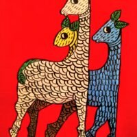 Hand Painted Dining Table red Mat & Napkin set - Image 4