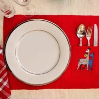 Hand Painted Dining Table red Mat & Napkin set - Image 3