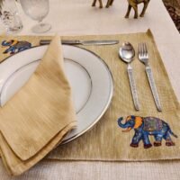 Hand Painted Dining Table yellow Mat & Napkin set - Image 3