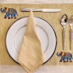 Hand Painted Dining Table yellow Mat & Napkin set