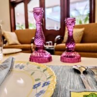 Hand Painted Dining Table blue Mat & Napkin set - Image 4