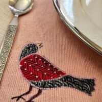 Hand Painted Dining Table pink Mat & Napkin set - Image 4