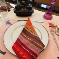 Hand Painted Dining Table pink Mat & Napkin set - Image 6
