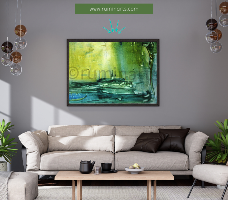 Grey and Green Modern Wall Art Mockup Instagram Post