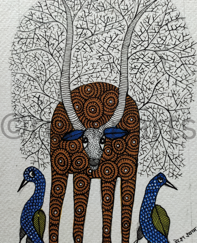 NS02 gond painting size 11inch ×15inch