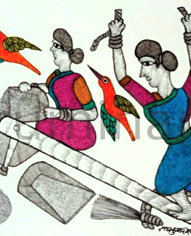 NS06 gond painting size 24 inch×18 inch