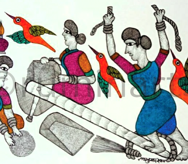 NS06 gond painting size 24 inch×18 inch