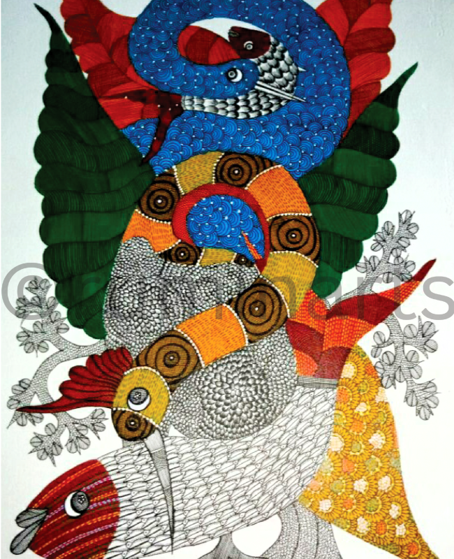 NS07 gond painting size 24 inch×18 inch