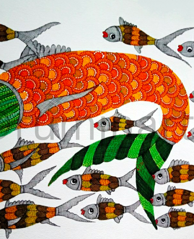 NS13 gond painting size 24 inch×18inch