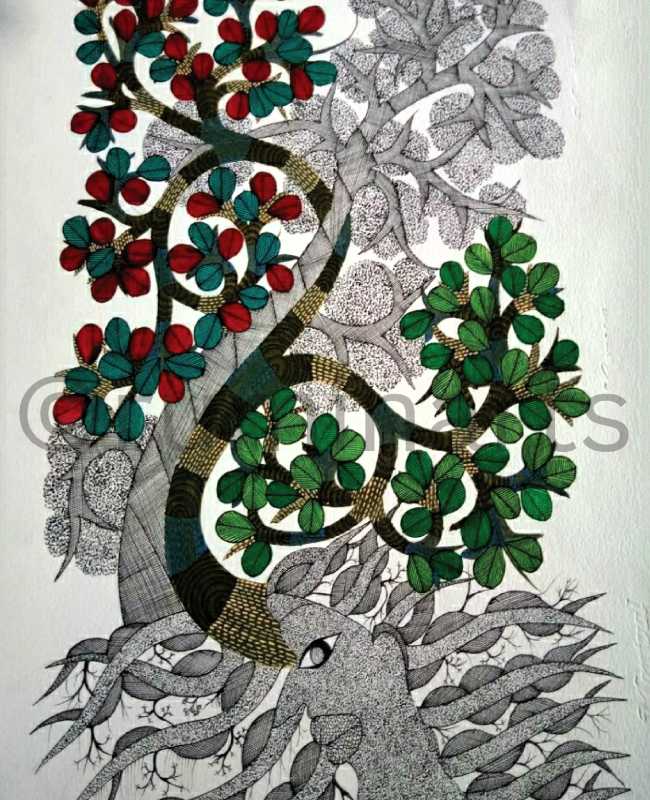 NS14 gond painting size 24 inch×18inch