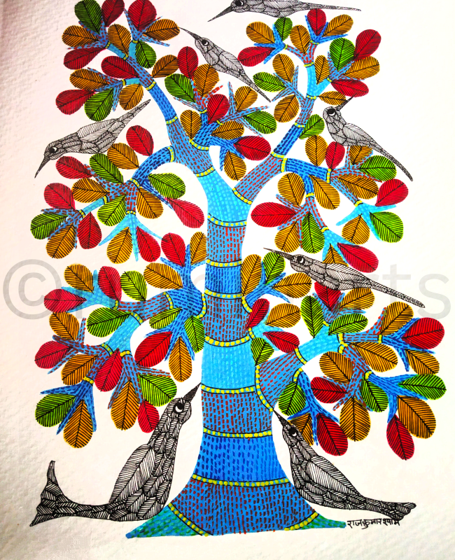 NS24 gond painting size 24 inch×18inch