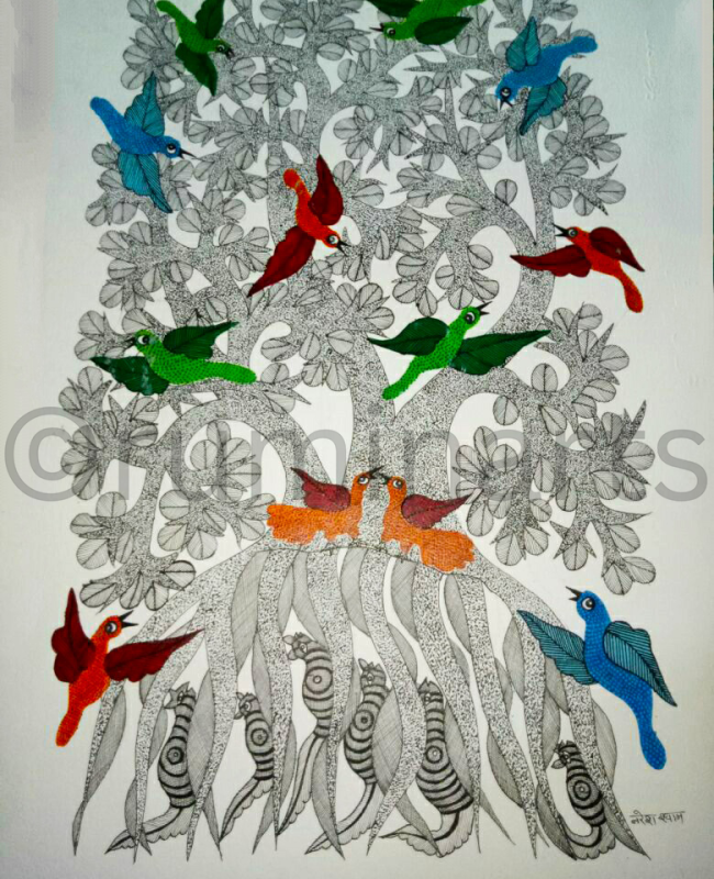NS32 gond painting size 24 inch×18inch