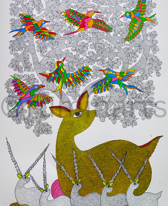 NS46 gond painting size 24inch×18inch