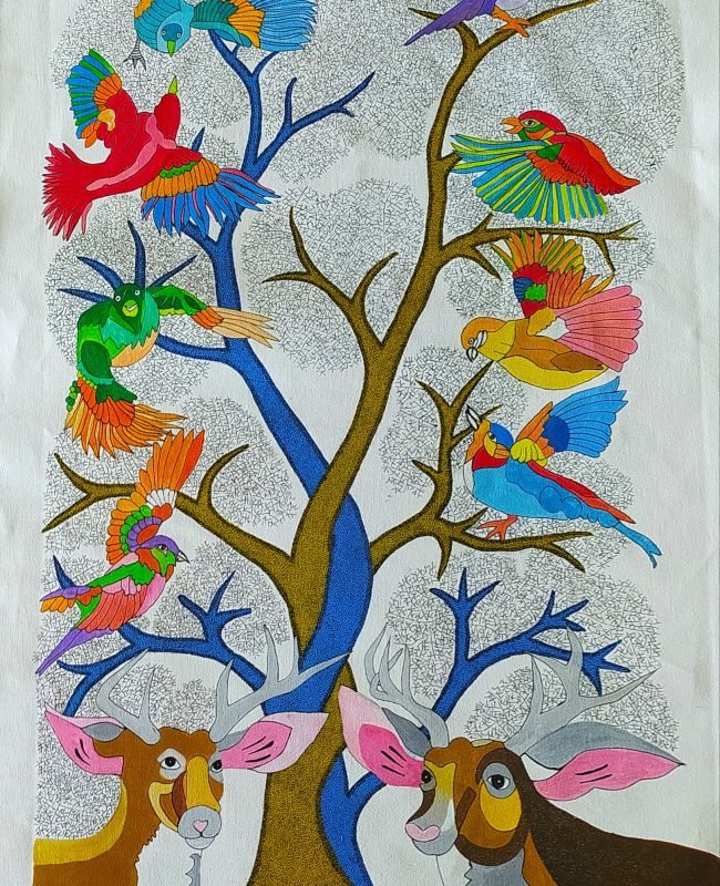 NS48 gond painting size 24inch×36inch price 7000