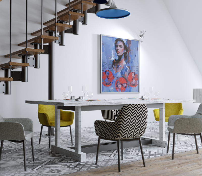 Poster Artwork in a Modern Loft MockUp