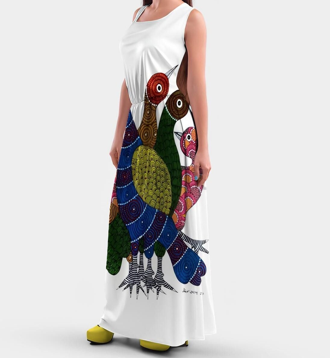 sa Hand painted White long dress - Image 1